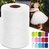 White Tulle Fabric Roll 6 Inch by 100 Yards (300 feet) Sheer Tulle Ribbon for Christmas Gift Wrapping Tutu Skirt Wedding Baby Sh