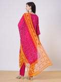 Gosriki Women'S Rayon Viscose Printed Straight Kurta With Pant & Dupatta (Shubhangi Rani-Vks01-Gs_L_Pink_Large),Pink,,B0DTK59TXV