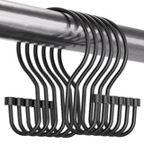 Bathway Shower Curtain Hooks Black Shower Curtain Rings, Simple Double Hook Shower Curtain Hooks Rust Proof, Smooth Sturdy Metal