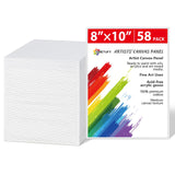 Simetufy 58 Pack 8x10 Inch Canvas Boards for Painting, Bulk Blank Canvas Panels Gesso Primed Acid-Free 100% Cotton for Acrylics 