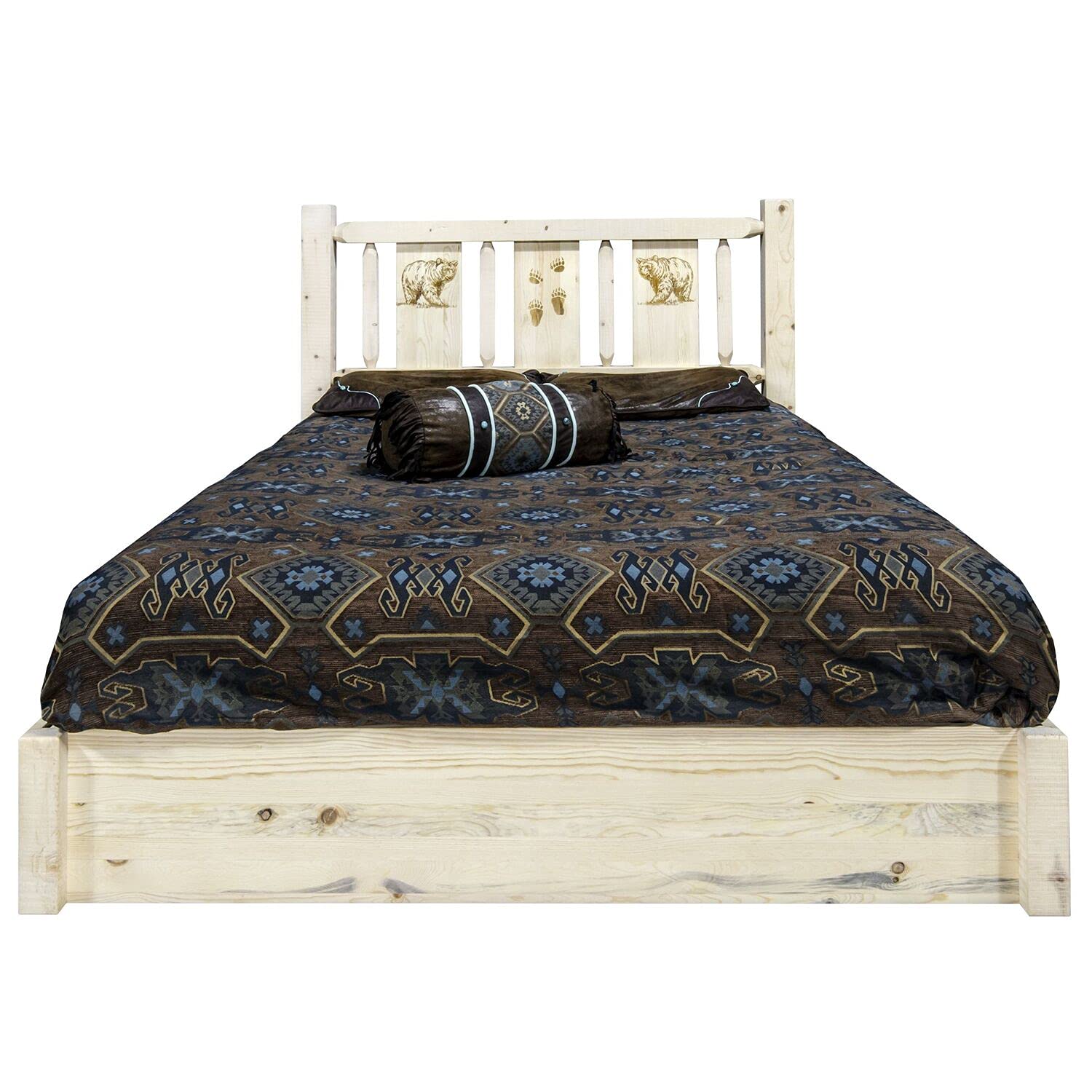 Montana Log Collection Wood Homestead Platform Bed With Storage Mwhcsbpfvlzpine