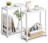 SLEEPING LAMB Narrow End Tables Living Room Set of 2 Small Side Table for Small Space, 2 Tier Slim Skinny Night Stand for Bedroo