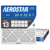 Aerostar 20x22x1 MERV 13 Air Filter, 4 Pack Set of HVAC Furnace Filters, Electrostatic MPR 1500-1900 & FPR 10 (Actual Size: 19 3