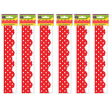Red Mini Polka Dots Border Trim, 35 Feet Per Pack, 6 Packs
