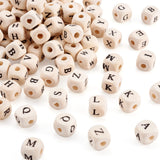100PCS Cube Wood Beads with Letter Alphabet for Jewelry Making Accessories Findings 10x10mm