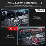 LECART for Jeep Wrangler JL Accessories AC Knob Covers Headlight Switch Knob Cover Cap Red Interior Car Trim for Jeep Wrangler J