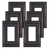 6 Pack Single Decorator Switch Covers Wall Plate, Oil Rubbed Bronze Decorative Rocker Switch Plates Outlet Covers for Receptacle