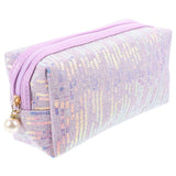 CALLARON Glitter Makeup Bag - 8inch Portable Cosmetic Bag for Women, Trendy Shimmery Evening Purse, Travel Makeup Pouch with Zip