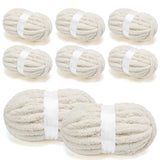 Chunky Chenille Yarn for Crocheting/Arm Knitting, Super Soft Jumbo Knit Blanket Yarn Beige 8 Pack (32 yds, 8.5 oz Each Pack)