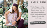 Amilliardi Diaper Bag Backpack - 6 Insulated Bottle Holders - Detachable Stroller Straps (Light Pink)