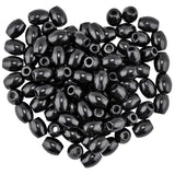 TUMBEELLUWA Stone Bead for Jewelry Making, Healing Crystal Large Hole Oval Shape Loose Beads Pack of 15, Black Obsidian