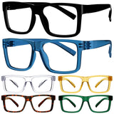 Eyekepper 6 Pack Metalless Reading Glasses with Screwless Spring Hinges Oversize Readers for Men +3.25