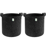 Anandi GreenS 15X15 Inch Dark Grey Colour 400 Gsm Geo Fabric Round Pack Of 2 Plant Grow Bags Suitable For Terrace And Flowers V