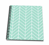3dRose db_179815_1 Mint Green Herringbone Pattern Trendy Arrow Feather Inspired Design Drawing Book, 8 x 8