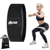 FitBox Sports Fabric Resistance Band, Loop Hip Band for Women & Men for Hip, Legs, Stretching, Toning Workout (Heavy Black)