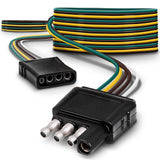 True Mods 4 Pin Flat Trailer Light Wiring Harness Kit [Wishbone-Style] [SAE J1128 Rated] [25' Male & 4' Female] [18 AWG Color Co
