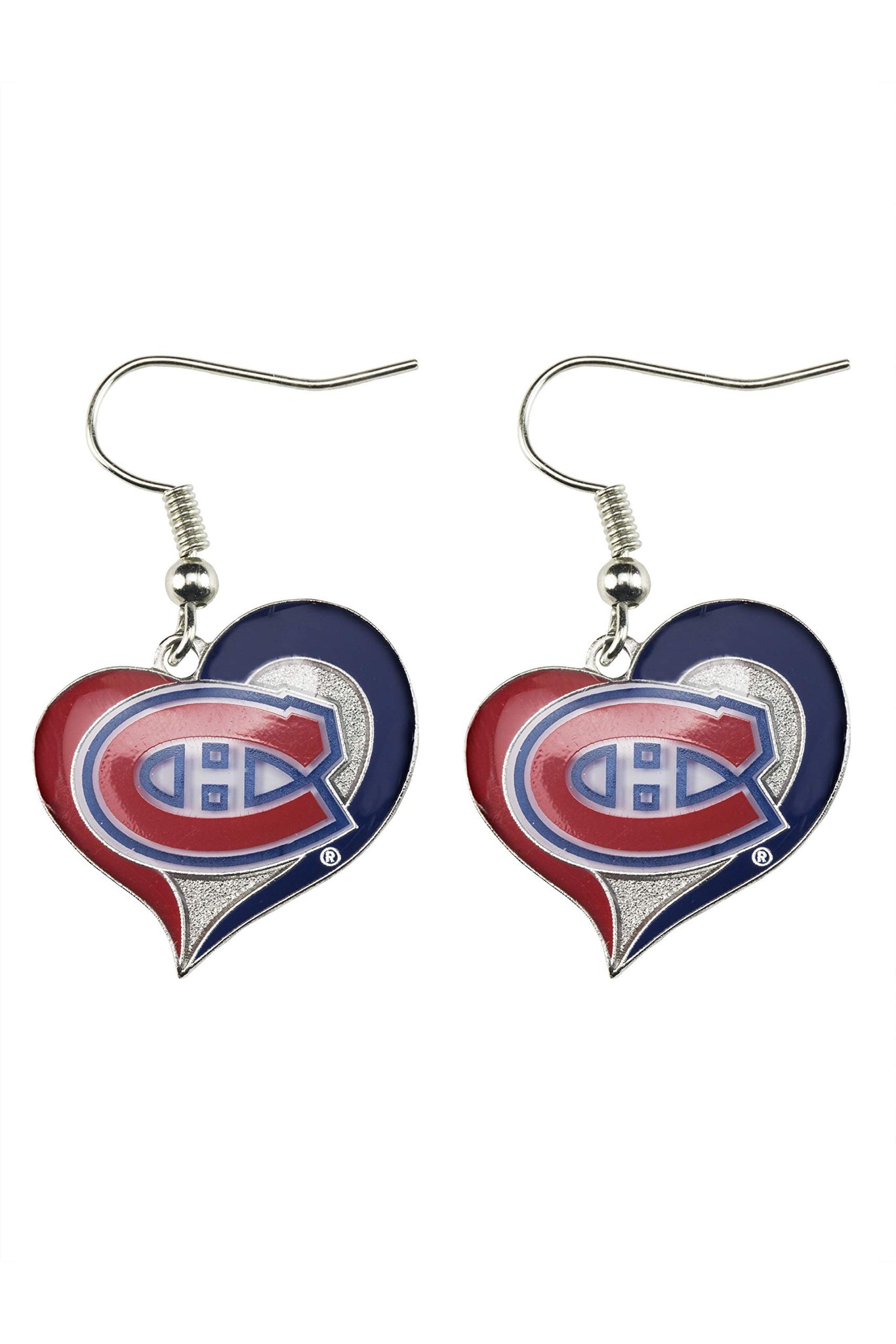 Aminco NHL Montreal Canadiens Swirl Heart Earrings, Size 2.5