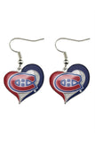 Aminco NHL Montreal Canadiens Swirl Heart Earrings, Size 2.5