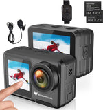 icefox Action Camera 5K 30FPS 20MP with Touch Screen, 98FT Waterproof Underwater Camera, EIS 4X Zoom Adjustable View Angle Remot