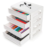 Covzoe Desk Drawer Organizer, 4 Tier Plastic Desktop Storage Unit