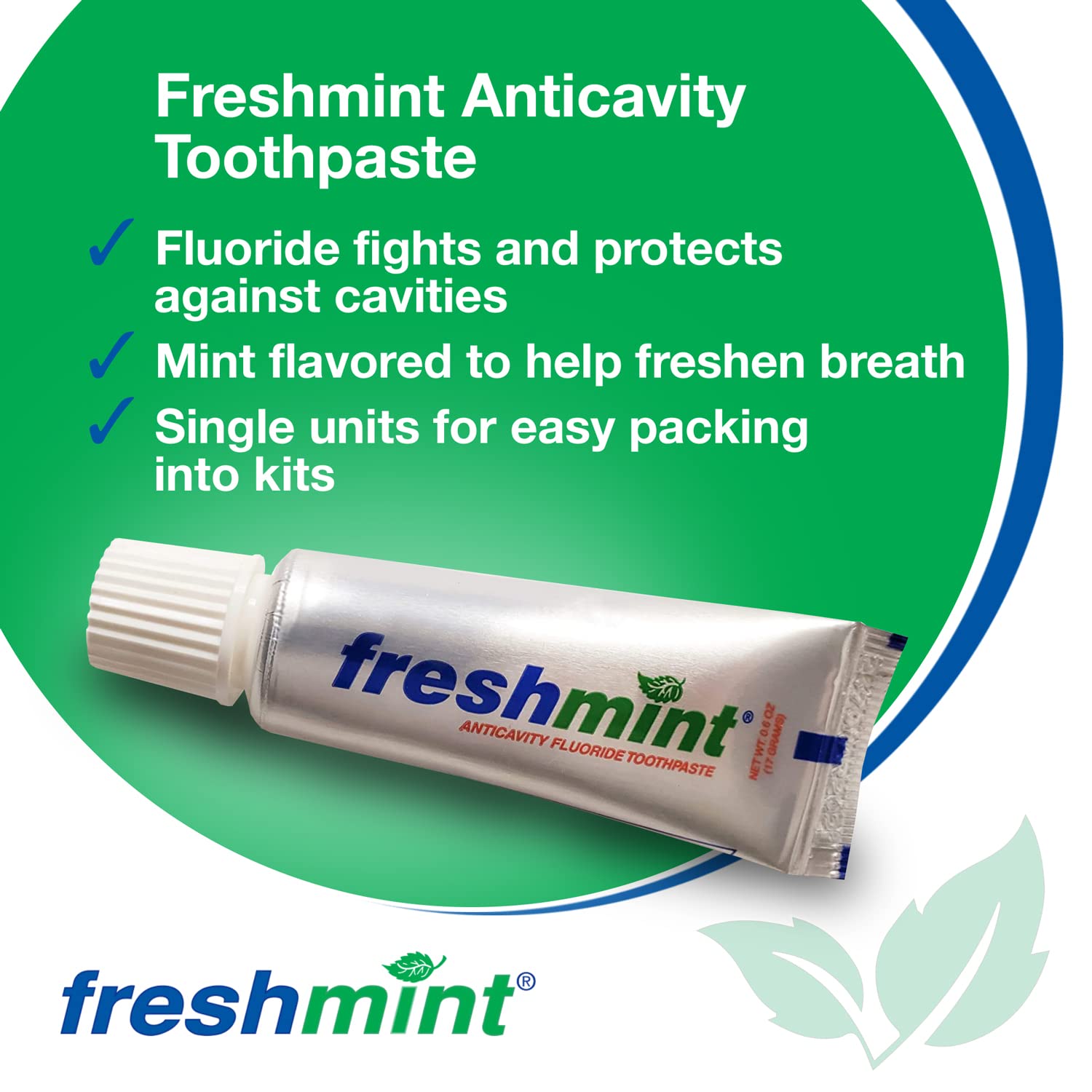 144 Tubes of Freshmint 0.6 oz. Anticavity Fluoride Toothpaste, Metallic Tube, Tubes do not have Individual Boxes for Extra Savin