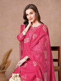 Anni Designer Women'S Rayon Blend Printed Straight Kurta With Pant & Dupatta (Mangai Pink-Vks02_Xl_Pink_X-Large),PINK,XL,,,