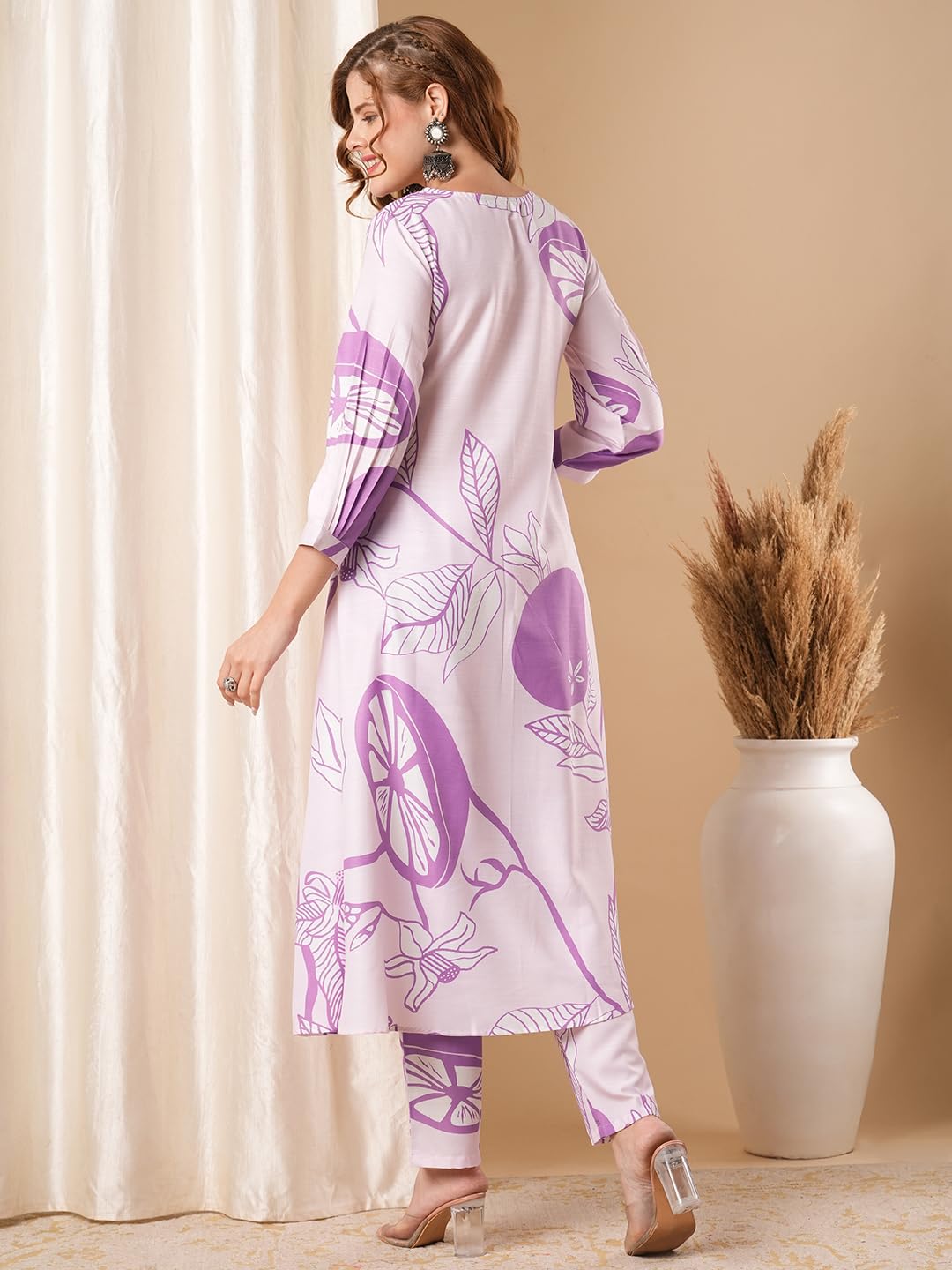 Gosriki Women'S Cotton Blend Anarkali Printed Kurta With Pant (Santra Purple-Vks-01-Gs_Xl_Purple_X-Large),Purple,,B0D9WC5XQP