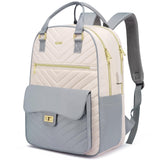 RJEU Cute Backpack for College Students,Teen Girl Bookbag Women with Laptop Compartment for Travel,Mochilas de Mujer,Gray Beige