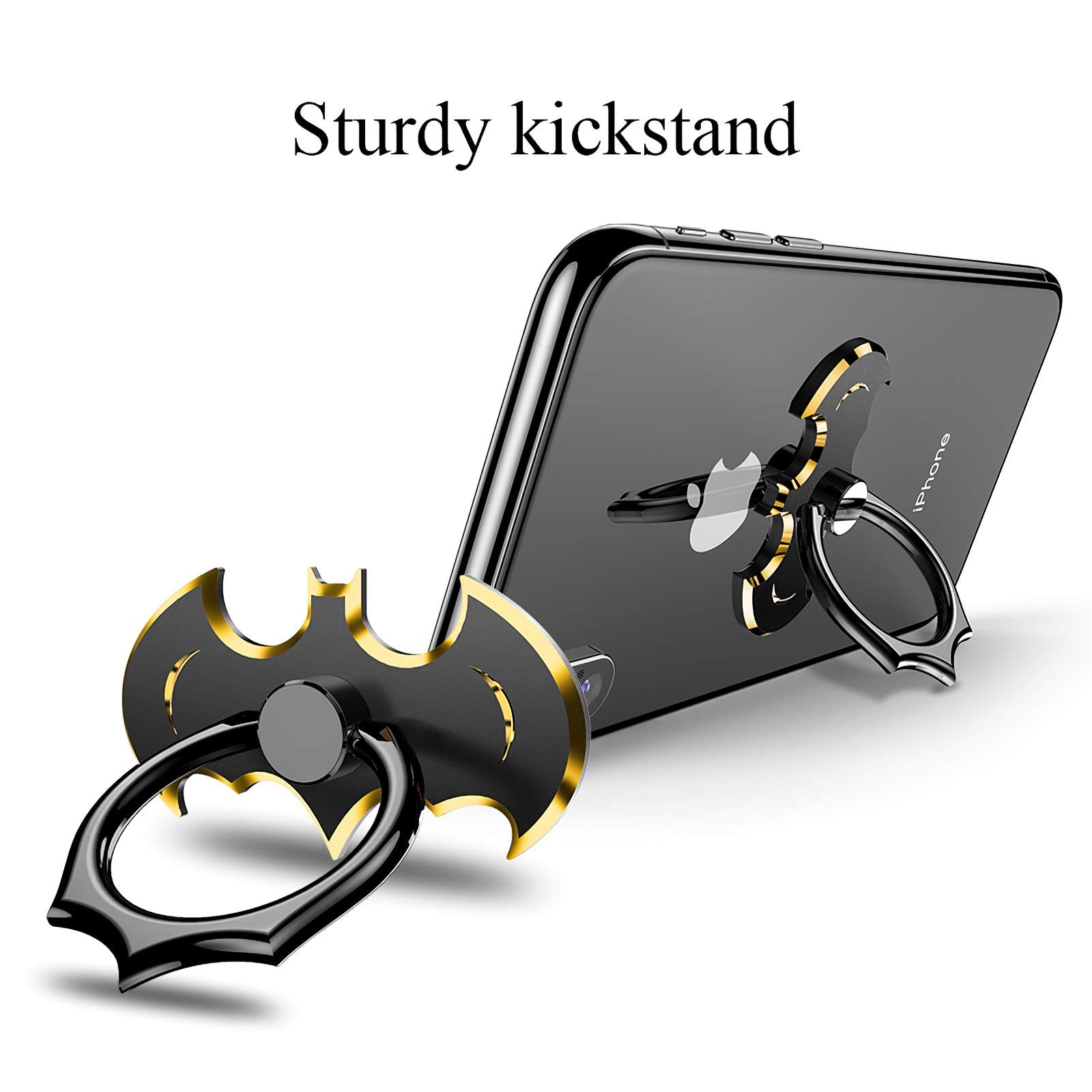Bat Phone Ring Stand Holder - OATSBASF Cell Phone Ring Holder Finger Grip 360 Degree Rotation Compatible with iPhone 12/11 Pro M