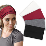 DRESHOW Wide Headbands for Women Elastic Turban Hair Bands Boho Head Bands for Women's Hair Non-Slip Yoga Workout Hairband Girls