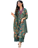 Anni Designer Women'S Rayon Blend Anarkali Printed Kurta With Palazzo & Dupatta (Cia Green-Vks01_L_Green_Large),Green,L,,,