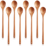 Wood Mixing Spoon Long Handle Wooden Spoons Wood Soup Spoons for Kitchen Stirring and Cooking, 13 Inches Long (8)