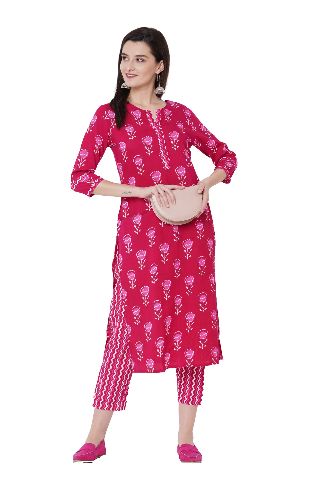 Anni Designer Women'S Cotton Straight Kurta With Palazzo (Kur112_M_Grey_Medium),Grey,M