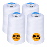 Simthread All Purpose Sewing Thread from 100% Spun Polyester for Serger, Overlock, Merrow, Quilting Sewing 4 Big Cones of 5000M 