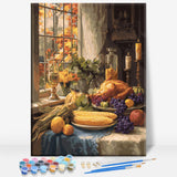 Aeontinity Turkey Pumpkins Corn Thanksgiving Food Festival Framed Canvas DIY Paint by Numbers Kit Bar Cafe Cave Home Room Wall B