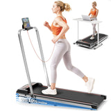 DSVIMOY Walking Pad Treadmill with 10% Incline APP, 4.0 HP Under Desk Foldable Treadmill with Handle Bar 450LBS Capacity, Portab