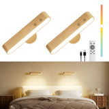 PopoIron Rechargeable LED Wall Sconces Set of Two,Wall Lights for Bedroom with Remote Control and Touch,360 Magnetic Rotation,3 