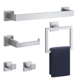 Bathroom Hardware Set Brushed Nickel 5-Pieces Bathroom Towel Rack SUS304 Stainless Steel Bath Towel Bar Set, Towel Racks Wall Mo