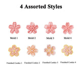 HAGBOU Cookie Press, 4 Styles Cookie Stamps Cherry Blossom Cookie Cutters Mold for Flower Cookies Pastry Accessories (Pink)