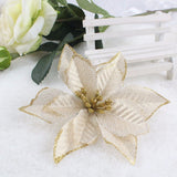 Amajoy 12pcs Glitter Poinsettia Christmas Tree Ornament Artificial Wedding Christmas Flowers Xmas Tree Wreaths Decor Ornament, 5