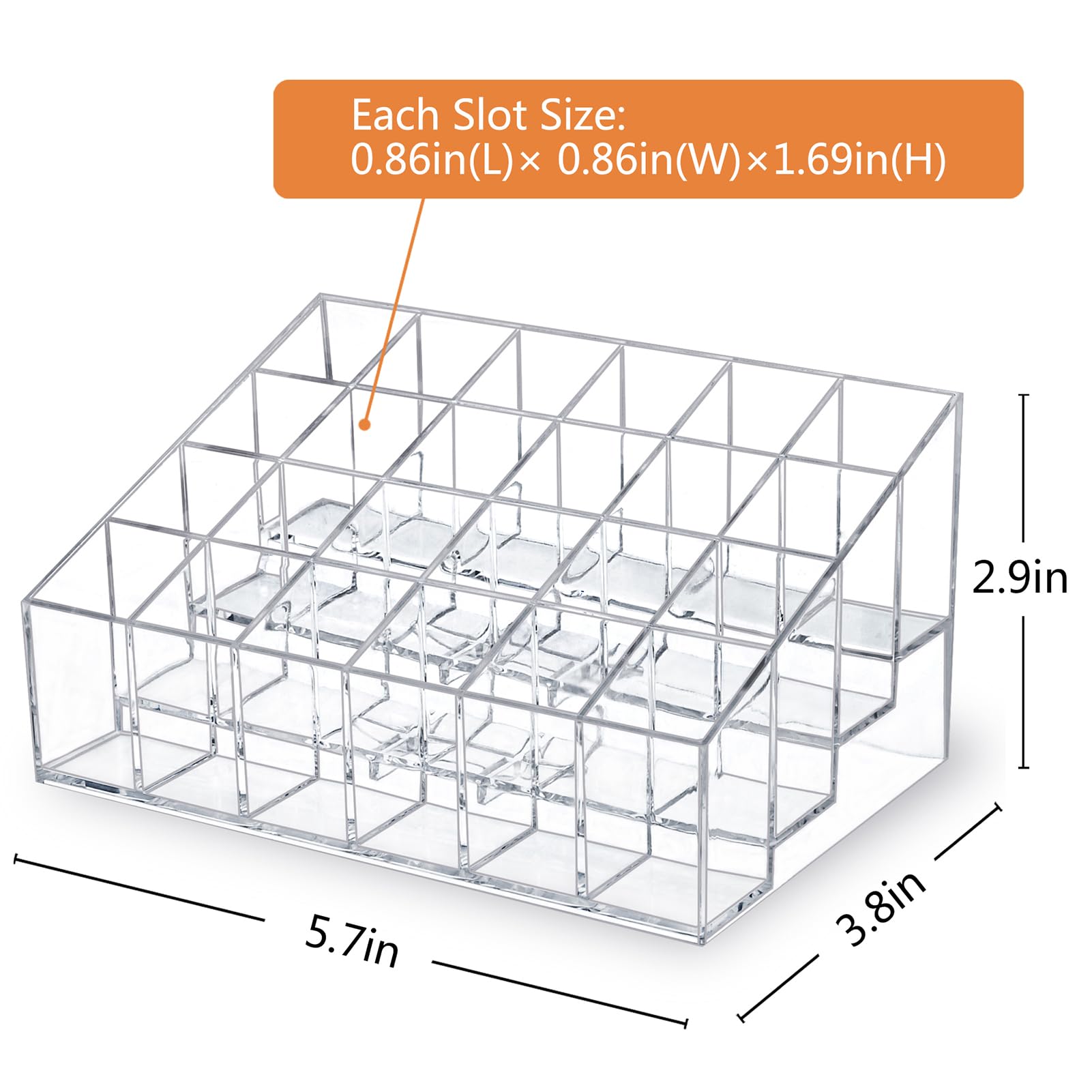 MOSIKER Lipstick Organizer,Small Clear Plastic Compact Lip Gloss Chapstick Perfume Sample Mascara Holder with 24 Slots