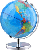 World Globe with Stainless steel Stand Rotating Earth Spinning Globe for Kids Geography Classroom Education or Decorations (8 In