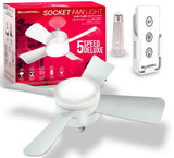 Bell+Howell Socket Breeze Light 5-Speed Deluxe LED - Ceiling Fans with Lights and Remote Control - For Bedroom, Kitchen, Living 
