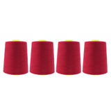 Mandala Crafts 4 Pack of Serger Threads Cones Spools - 20S/2 24000 Yards Polyester Cranberry Threads for Sergers Machine and Ove