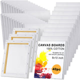 Thenshop 40 Pcs Stretched Canvas for Painting 8 x 10 Inch Triple Primed Acid Free 100% Cotton White Blank Canvas for Painting Su