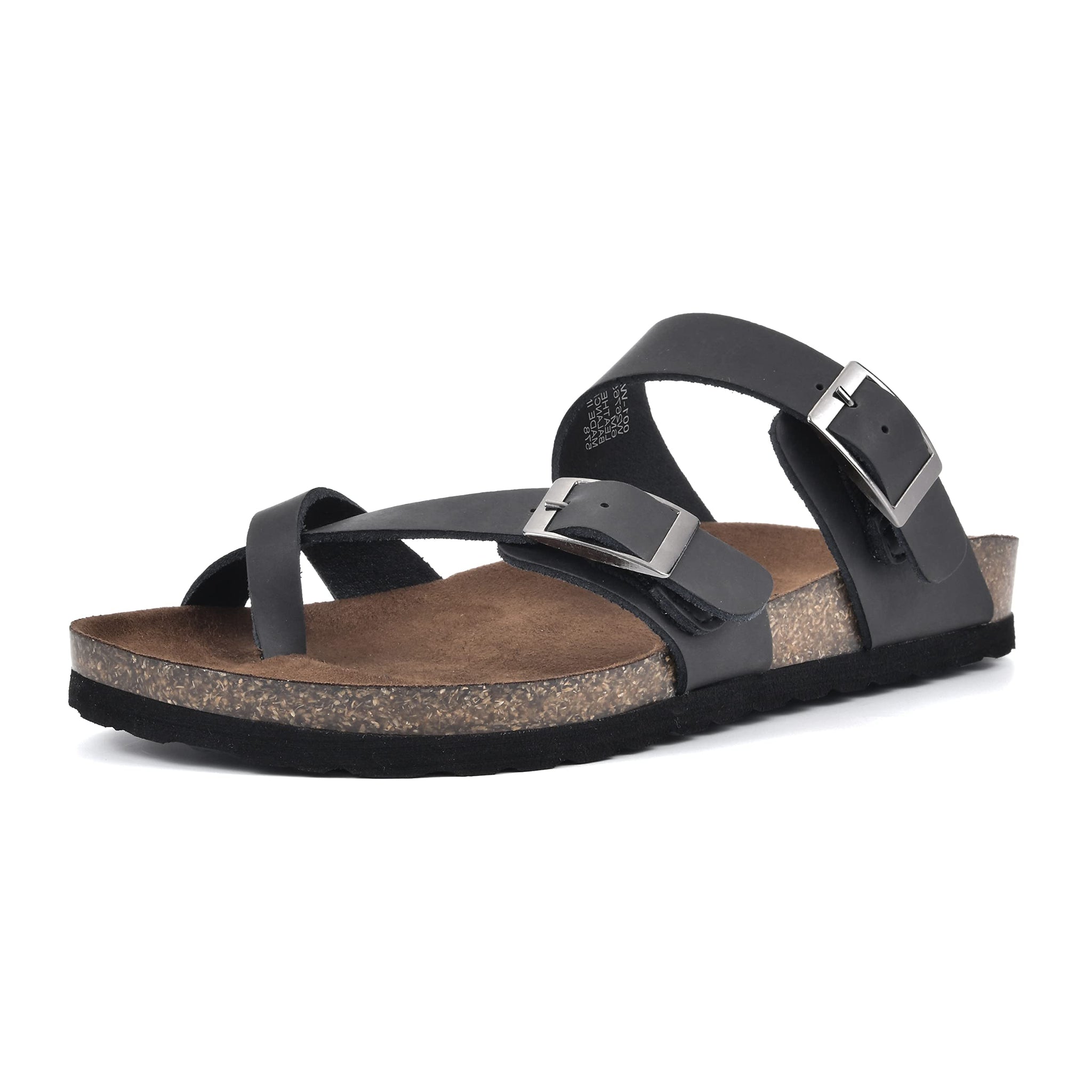 WHITE MOUNTAIN Shoes Gracie Women's Flat Sandal, Black/Leather, 7 M