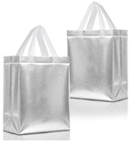 JOURNEY JOY FABRIC GLOSSY SHINY SILVER GIFTING BAGS FOR BIRTHDAY PARTIES, WEDDING,RETURN FAVOURS (SIZESMALL) pack of 10