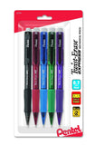 Pentel TwistErase Express Mechanical Pencil, (0.7mm), Medium Line, Assorted Fashion Colors, Pack of 5 (QE417FBP5M)