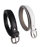 Pinkit WomenS Combo Set Of 2 Pu Leather Black And White Belts (Size 26 Inches To 34 Inches)