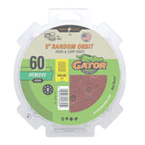 Gator 5 Random Orbit Hook & Loop Red Resin Aluminum Oxide Sanding Discs, 8Hole, 60 Grit, 50 Pack
